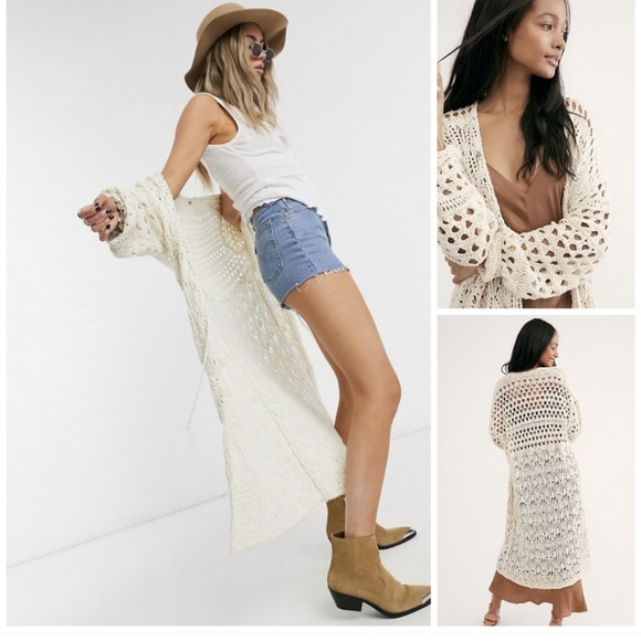 Pls see copy listing / Free people crochet duster sweet talker cardi - Picture 2 of 11
